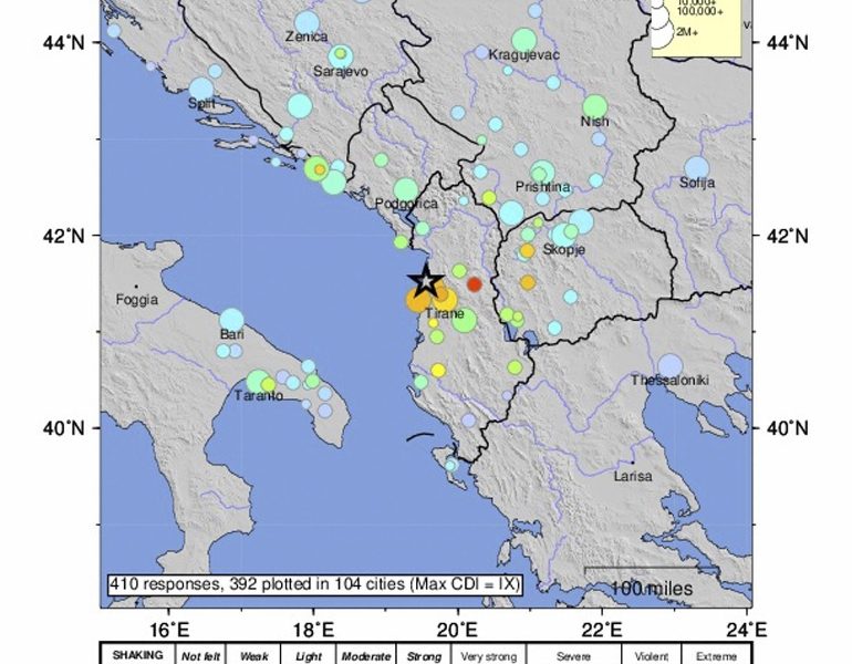 Albania, scossa magnitudo 5.0 a Durazzo