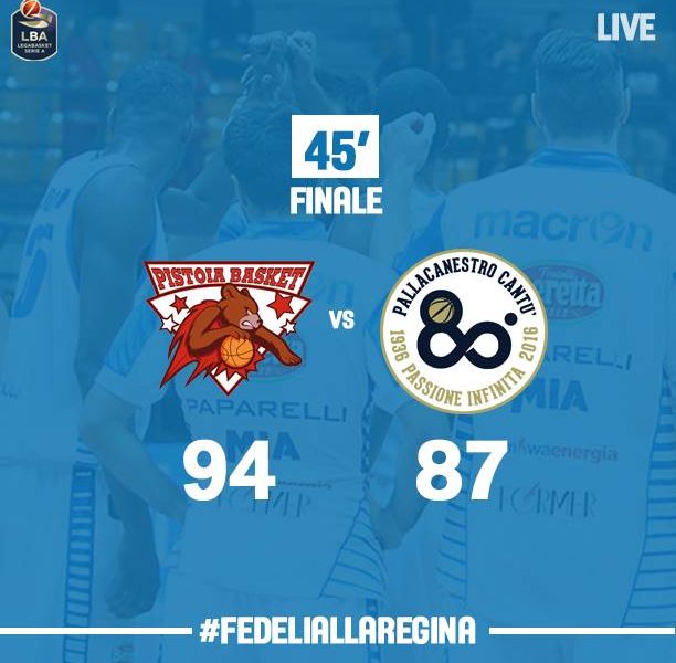 Basket, Cantù superata a Pistoia dopo un tempo supplementare