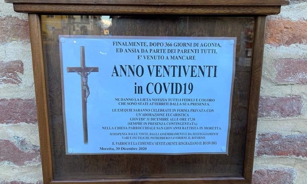 Covid: in parrocchia manifesto funebre per salutare il 2020