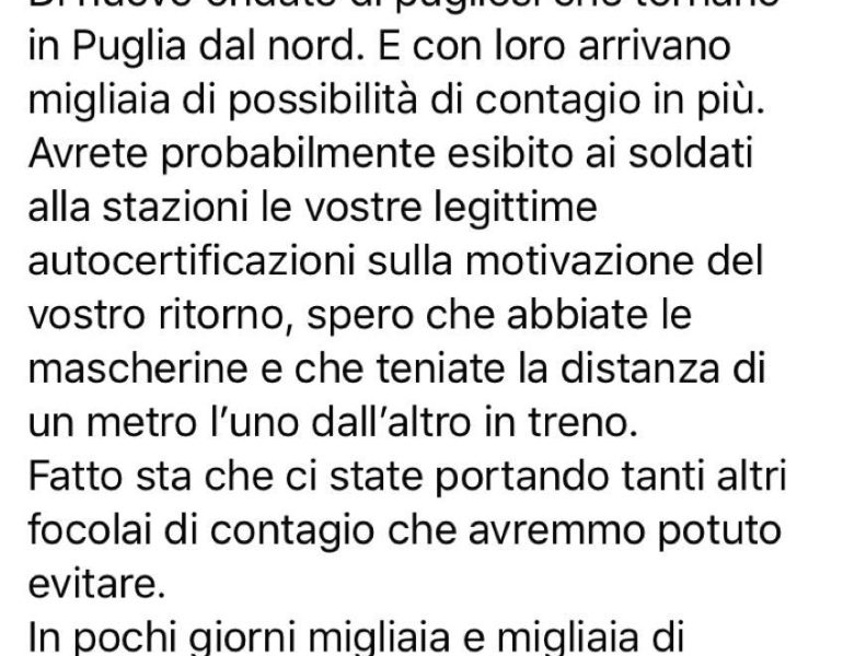 Emiliano, treni da nord altri focolai
