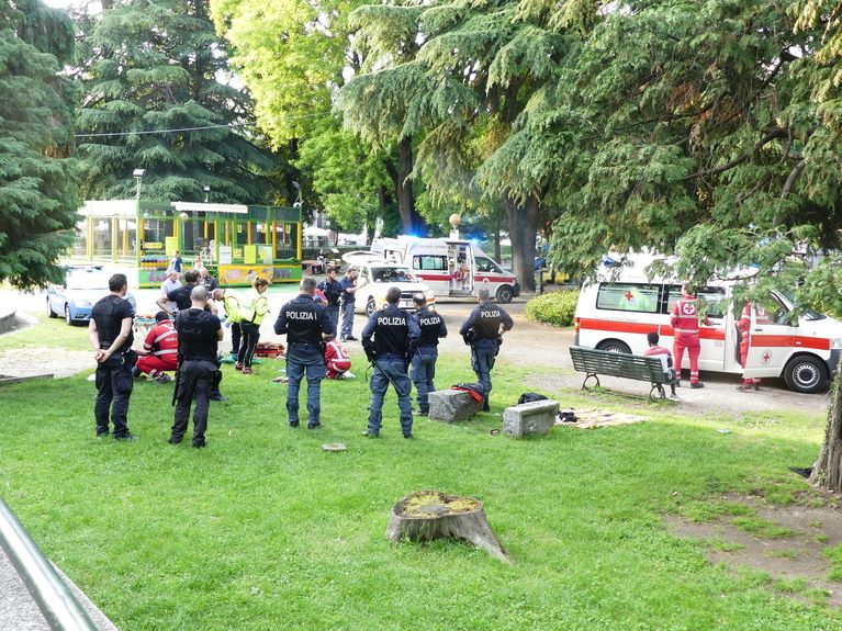 Guida turistica molestata ai giardini a lago