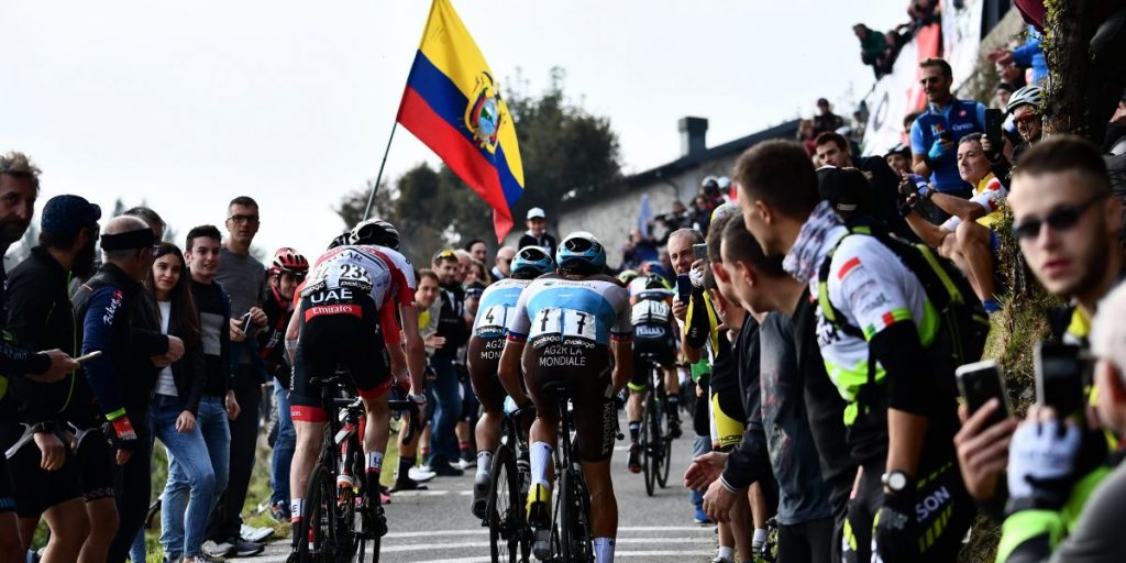 Giro di Lombardia senza pubblico. Vietato fermarsi nella zona del traguardo, chiusi Ghisallo e Muro di Sormano