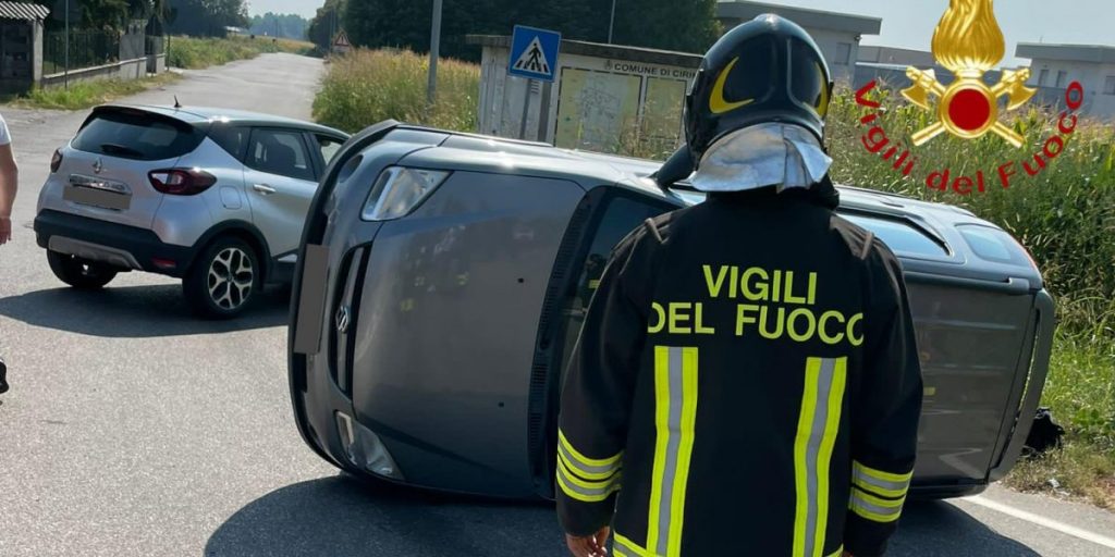 Auto ribaltata a Cirimido: due feriti