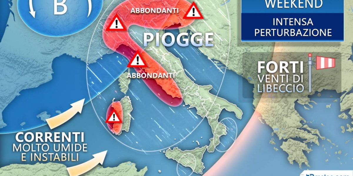 Dopo le giornate di caldo, in arrivo un weekend all’insegna del maltempo con piogge copiose