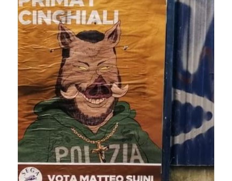 Manifesti irridono Salvini a Torino