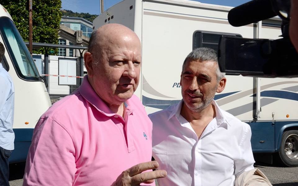 Massimo Boldi e Christian De Sica sul Lario per le riprese del nuovo cinepanettone