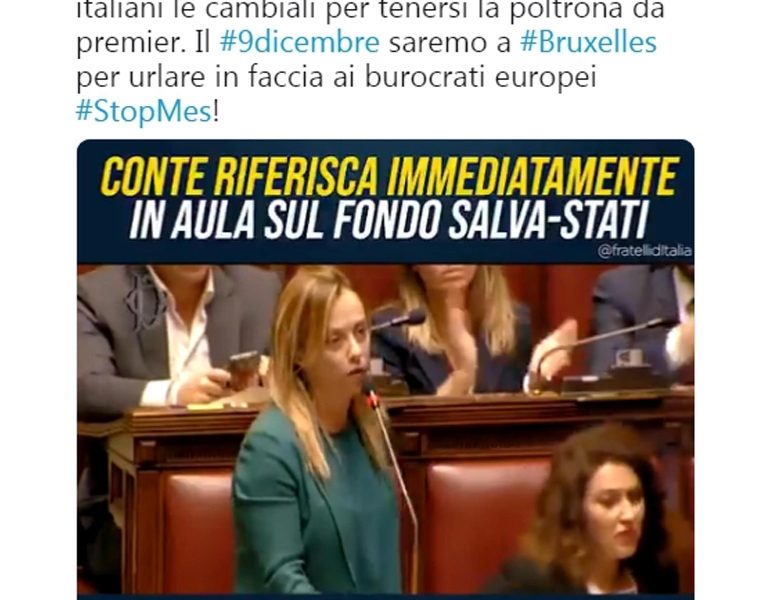 Mes, Meloni: Di Maio fai cadere governo
