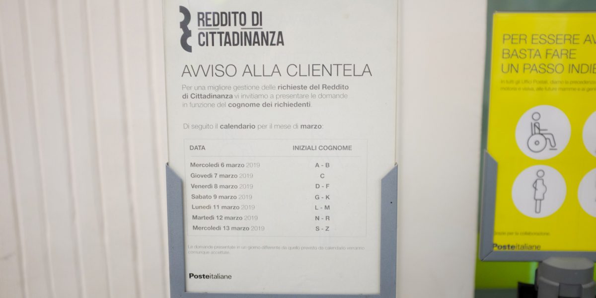 Reddito di cittadinanza a un disoccupato su otto