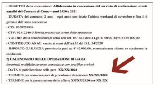 Il fascino oscuro della burocrazia. Il bando degli eventi natalizi di Como è per il giorno XX-XX-2020