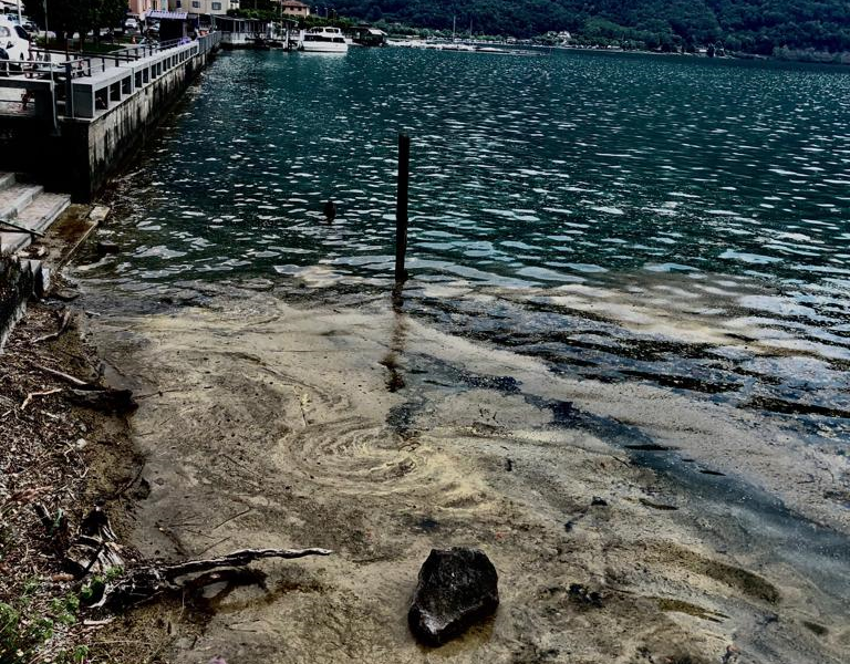 Chiazze fetide sul lungolago di Porlezza, la denuncia dei cittadini
